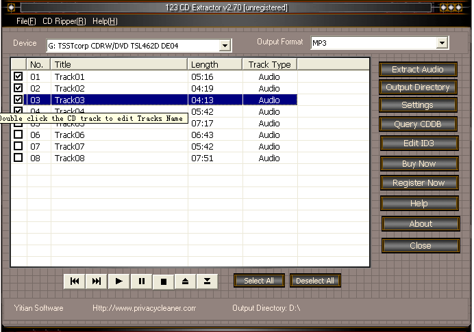123 CD Extractor Screenshot